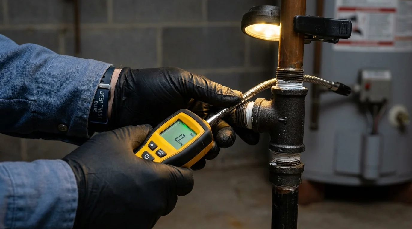 Gas leak detection with electronic sniffer by Johns Plumbing LLC in Ivins